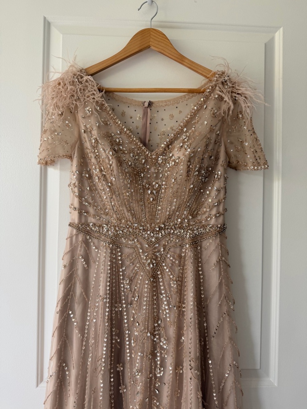 Elegant Beaded Evening Dress in Blush